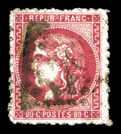 O N°49, 80c Rose Percé En Ligne. TTB  Qualité: Oblitéré  Cote: 475 Euros - 1870 Bordeaux Printing