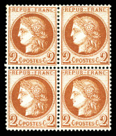 ** N°51, 2c Rouge-brun En Bloc De Quatre (2ex*), Fraîcheur Postale, TTB (signé Calves/certificat)  Qualité: ** - 1871-1875 Ceres