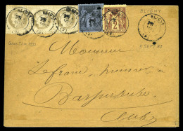 O N°52a En Bande De 3 + N°83 Et 85 Obl Càd De BLIGNY Sur Lettre Du 5 Sept 81 Pour BAR/AUBE. TB (signée/certificat)  Qual - 1849-1876: Classic Period