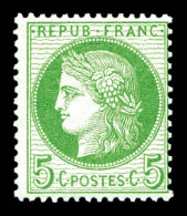 ** N°53, 5c Vert-jaune Sur Azuré. TTB (signé Calves)  Qualité: ** - 1871-1875 Cérès