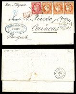 O N°38 + 57, 40c Siège X 3 Exemplaires +80c Cérès Obl étoile 24 + Càd Paris Rue De Clery Le 6 Dec 1875 Sur Lettre En Dou - 1849-1876: Classic Period