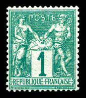 ** N°61, 1c Vert, Fraîcheur Postale. TTB  Qualité: ** - 1876-1878 Sage (Type I)