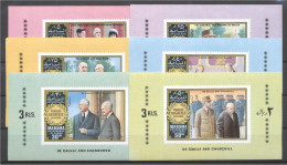 Manama 1968, De Gaulle, Churchill, 6val IMPERFORATED - De Gaulle (Generale)