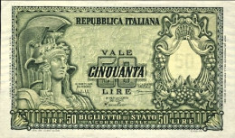 1951-Lire 50 Italia Elmata Con Leggerissima Increspatura Della Carta, Banconota  - Sonstige & Ohne Zuordnung