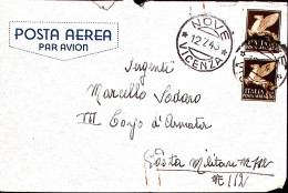 1943-Posta Aerea C.50 Coppia + Striscia Su Due Bustae Via Aerea Per Militari - Marcophilia