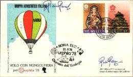 Vaticano-1978 Volo Con Mongolfiera Per Eurphila Roma-Pomezia Firma Degli Ascensi - Aéreo