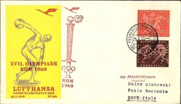 1960-Germania Volo Speciale Lufthansa Amburgo Francoforte Roma Bollo Rosso Via F - Lettres & Documents