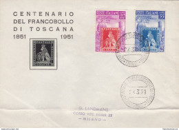 1951 100° Francobolli Di Toscana, N° 653/654 Su Lettera Non Viaggiata - Europe