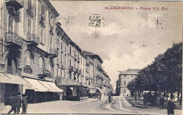 1931-cartolina Alessandria Piazza Vittorio Emanuele,viaggiata,annullo Meccanico  - Alessandria