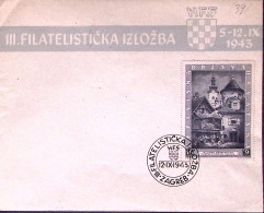 1943-Croazia III^Mostra Filatelica Zagabria Su Busta Fdc - Croazia