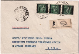1945-lettera Raccomandata Affrancata Con Striscia L.2 Monumenti Distrutti - Marcophilia