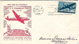 1946-U.S.A. Affrancato Commemorativo Del I^volo FAM 24 New York-Stoccolma - 2c. 1941-1960 Cartas & Documentos