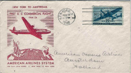 1946-U.S.A. Affrancato Commemorativo Del I^volo FAM 24 New York-Amsterdam,al Ver - 2c. 1941-1960 Cartas & Documentos