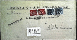 1946-piego Raccomandato Dell'ospedale Civile Di Legnago Affrancato Coppia L. 2 I - Marcofilía