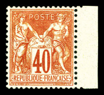 * N°70, 40c Rouge-orange Type I, Bord De Feuille, Très Bon Centrage. TTB (certificat)  Qualité: *  Cote: 900 Euros - 1876-1878 Sage (Tipo I)