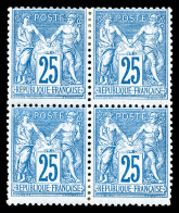 * N°79, 25c Bleu En Bloc De Quatre, TB (certificat)  Qualité: *  Cote: 3200 Euros - 1876-1898 Sage (Type II)