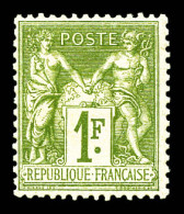 ** N°82, 1F Olive Clair, Fraîcheur Postale, TTB  Qualité: ** - 1876-1898 Sage (Type II)