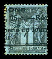 O N°84, 1c Noir Sur Bleu De Prusse, Oblitération Typographique Des Journaux, Pd, Très Belle Présentation (signé Brun/cer - 1876-1898 Sage (Type II)