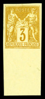 * N°86a, 3c Bistre Sur Jaune Non Dentelé, Bas De Feuille, Quasi **. TTB (signé Brun)  Qualité: *  Cote: 350 Euros - 1876-1898 Sage (Type II)