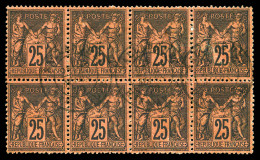 O N°91, 25c Noir Sur Rouge En Bloc De 8 Exemplaires Obl Càd Sallanche, Très Jolie Pièce, SUPERBE (certificat)  Qualité:  - 1876-1898 Sage (Type II)