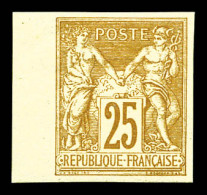 * N°92b, 25c Bistre Sur Jaune Non Dentelé, Bdf. TTB (signé Brun)  Qualité: *  Cote: 500 Euros - 1876-1898 Sage (Tipo II)