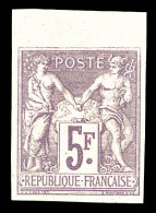 ** N°95e, 5F Violet Sur Lilas NON DENTELÉ, Petit Haut De Feuille, Fraîcheur Postale. R (certificat)  Qualité: ** - 1876-1898 Sage (Tipo II)