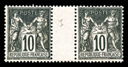 ** N°103, 10c Noir Sur Lilas Type I En Paire Avec Interpanneau. TTB  Qualité: ** - 1898-1900 Sage (Type III)