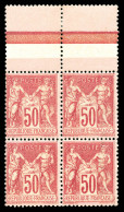 ** N°104, 50c Rose Type I, Bloc De Quatre Haut De Feuille (charnière Sur Bdf), Très Frais. SUP (signé Brun/certificat)   - 1898-1900 Sage (Type III)