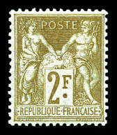 ** N°105, 2f Bistre Sur Azuré, Fraîcheur Postale, Très Bon Centrage. SUP (certificat)  Qualité: ** - 1898-1900 Sage (Tipo III)