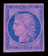 (*) Essais Cérès, 40c Bleu Sur Rose. TB (certificat)  Qualité: (*)  Cote: 1250 Euros - 1849-1850 Cérès