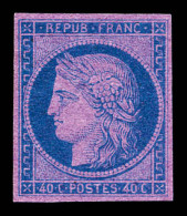 O Essais N°5, 40c Bleu Sur Rose. Rare. SUP (certificat)  Qualité: Oblitéré  Cote: 1250 Euros - 1849-1850 Cérès