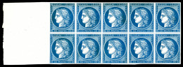 (*) Essais Cérès, Balancier Monétaire. '00c' Bleu, Bloc De Dix Bdf. TB (signé Calves/certificat)  Qualité: (*)  Cote: 70 - 1849-1850 Ceres