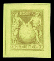 (*) Sage Type I Avec Globe, épreuve En Brun Sur Jaune. TTB. R.R. (certificat)  Qualité: (*) - 1876-1878 Sage (Tipo I)