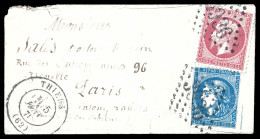 O Boule De Moulins 80c Non Lauré (N°24) Et 20c Bordeaux Type II (N°45) Obl GC 3936 + Càd De Thiers Le 5 Janvier 1871 Sur - Oorlog 1870