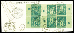 O 5c Sage (type II): 6 Exemplaires Bdf Millésimes 8 Obl Càd De Constantinople Du 29 Dec 98 Sur Son Support. TTB  Qualité - 1876-1898 Sage (Tipo II)