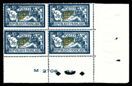 ** N°123, 5f Merson, Bleu Foncé Et Chamois En Bloc De Quatre Coin De Feuille Numéroté. SUP (certificat)  Qualité: **  Co - 1900-27 Merson