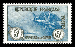 ** N°155, Orphelins, 5F +5F Noir Et Bleu, Dentelure Irregulière, Très Bon Centrage. TB (certificat)  Qualité: **  Cote:  - Unused Stamps