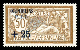 ** (Maury N°5F), Non émis: Merson 50c +25c Brun Et Gris Surchargé 'ORPHELINS P.T.T', SEULE PIECE CONNUE. SUPERBE (certif - 1900-27 Merson