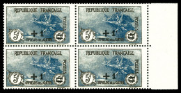 ** N°169, Orphelins, +1f Sur 5F +5F En Bloc De Quatre Bord De Feuille, TTB  Qualité: **  Cote: 1400 Euros - Unused Stamps