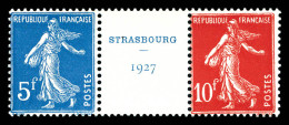 ** N°242A, Exposition De Strasbourg 1927, Paire Avec Intervalle. TTB (certificat)  Qualité: **  Cote: 1200 Euros - Neufs