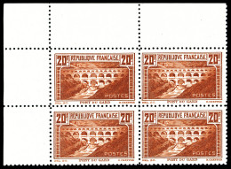 ** N°262B, Pont Du Gard, 20F Chaudron Clair Dentelé 11 En Bloc De Quatre Coin De Feuille, FRAÎCHEUR EXCEPTIONNELLE, RARE - Unused Stamps