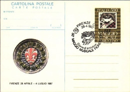 1987-cartolina Postale L.500-50 Maggio Musicale Fiorentino Con Annullo Speciale  - Postwaardestukken