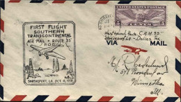 1930-U.S.A. Con Cachet Figurato I^volo Sheveport L.A. - 1c. 1918-1940 Storia Postale