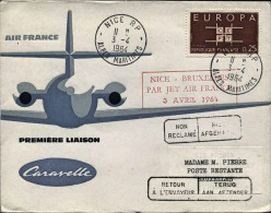 1964-France Francia Per Bruxelles Affrancato 25c.bollo "I^volo Caravelle Nizza-B - Other & Unclassified