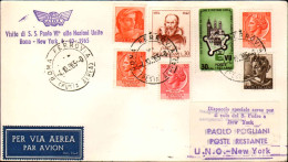1965-viaggio Papale Paolo VI Alle Nazioni Unite Dispaccio Roma Ferrovia-Nazioni  - Luftpost