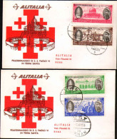 1964-Giordania Serie Completa Quattro Valori Su Due Aerogrammi Viaggio Papale Pa - Jordanië