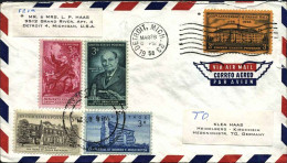 1958-U.S.A. Lettera Con Bella Affrancatura Multicolore Diretta In Germania - Poststempel