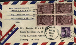 1948-U.S.A. Lettera Con Bella Affrancatura Multicolore Diretta In Germania US Zo - Marcofilie