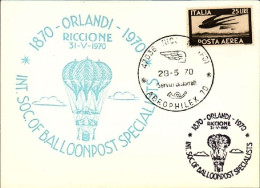 1970-cartolina A Cura Del C.I.F.S.di Rimini Annullo Del 28 Maggio X Aerophilex 7 - Luftpost