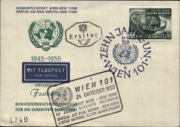 1955-Autriche Osterreich Austria Bollo Speciale Vienna-New York Affrancato Con 2 - FDC